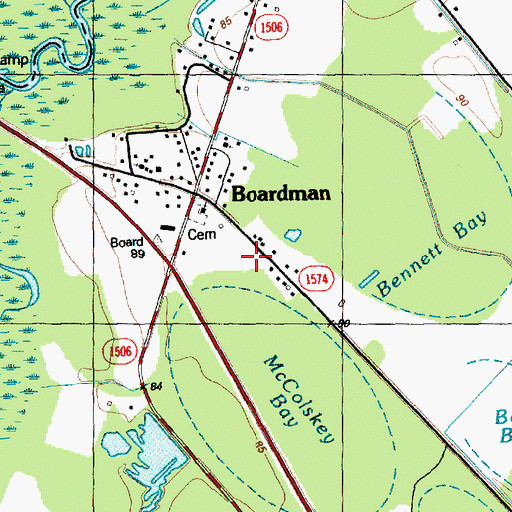 Topographic Map of Town of Boardman, NC
