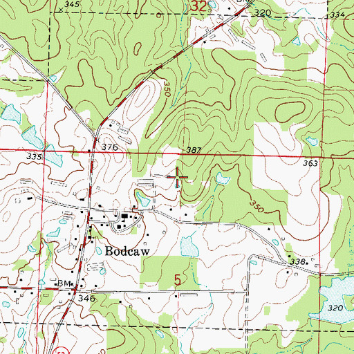 Topographic Map of Town of Bodcaw, AR