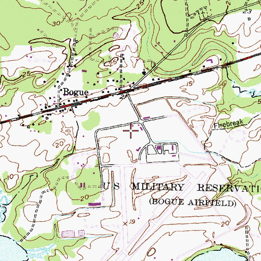 Topographic Map of Town of Bogue, NC