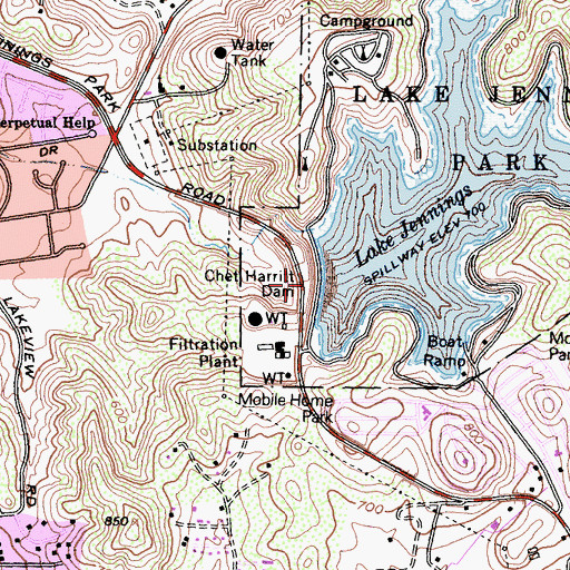 Topographic Map of Chet Harritt Dam, CA
