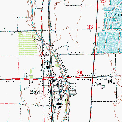 Topographic Map of Town of Boyle, MS