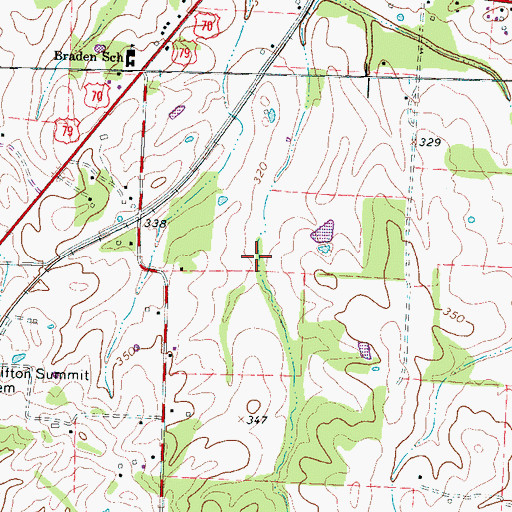 Topographic Map of Town of Braden, TN