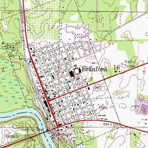 Topographic Map of Town of Branford, FL