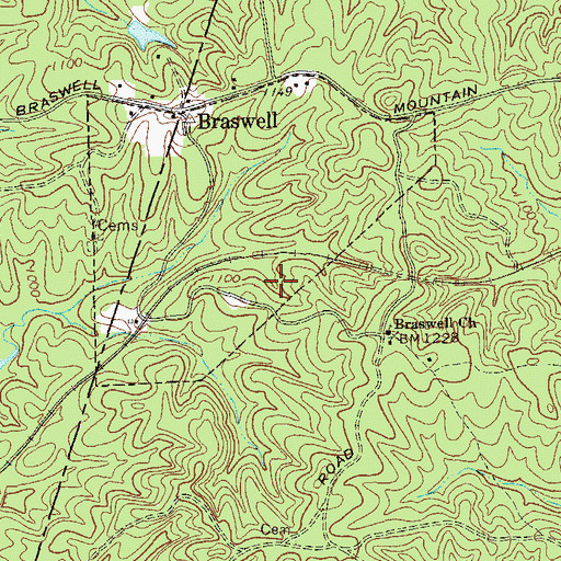 Topographic Map of Town of Braswell, GA