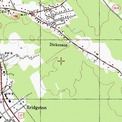 Topographic Map of Town of Bridgeton, NC