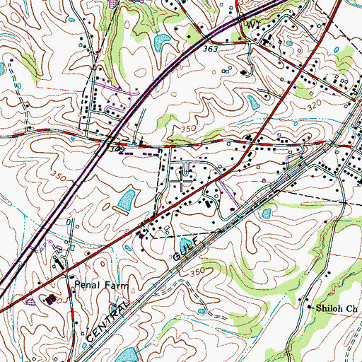 Topographic Map of Town of Brighton, TN