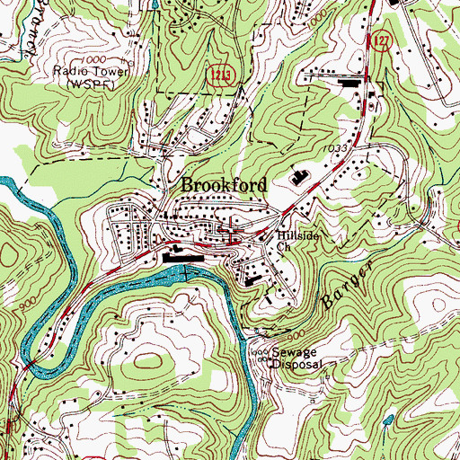 Topographic Map of Town of Brookford, NC