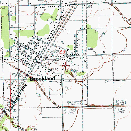 Topographic Map of City of Brookland, AR