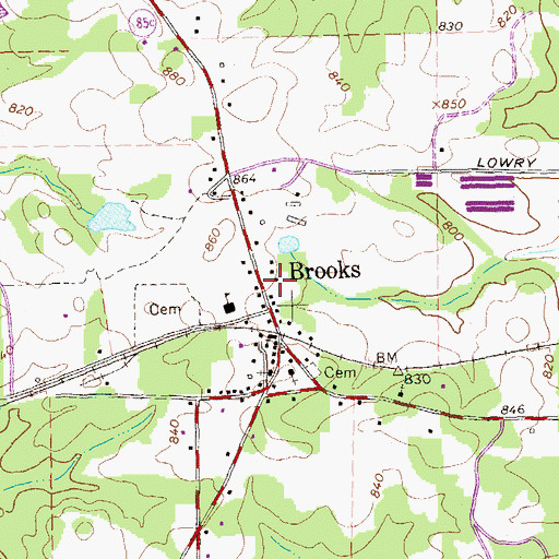 Topographic Map of Town of Brooks, GA