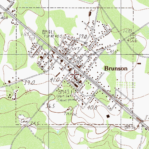 Topographic Map of Town of Brunson, SC