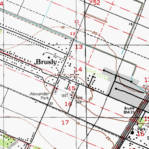 Topographic Map of Town of Brusly, LA