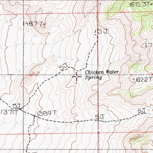 Topographic Map of Chicken Water Spring, CA