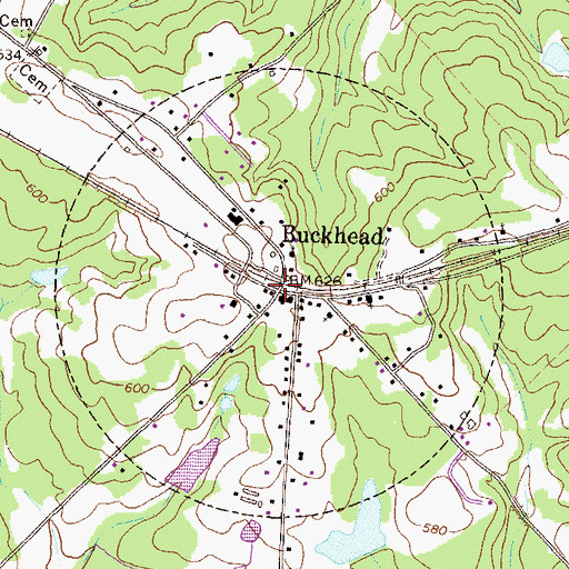 Topographic Map of Town of Buckhead, GA