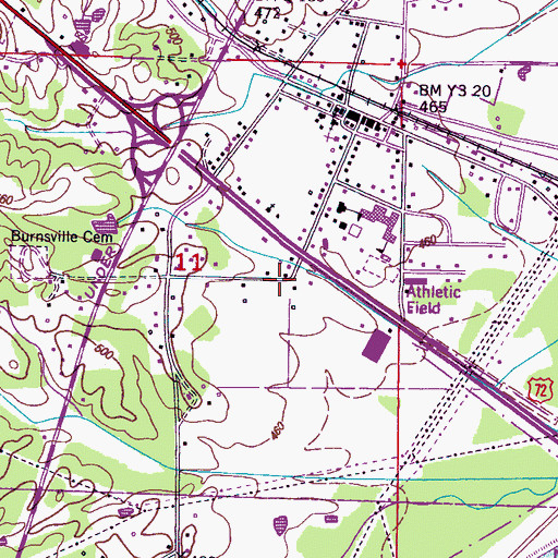Topographic Map of Town of Burnsville, MS