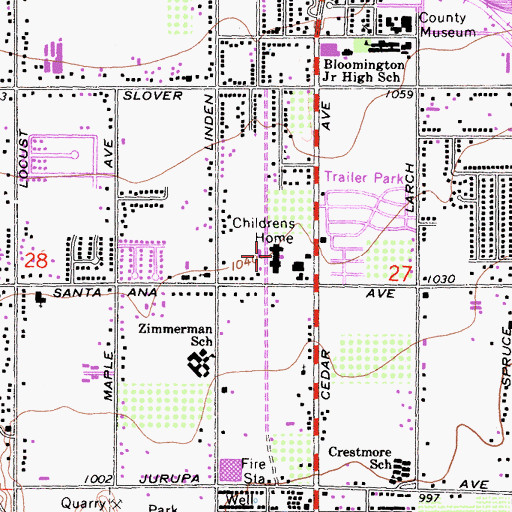 Topographic Map of Childrens Home, CA