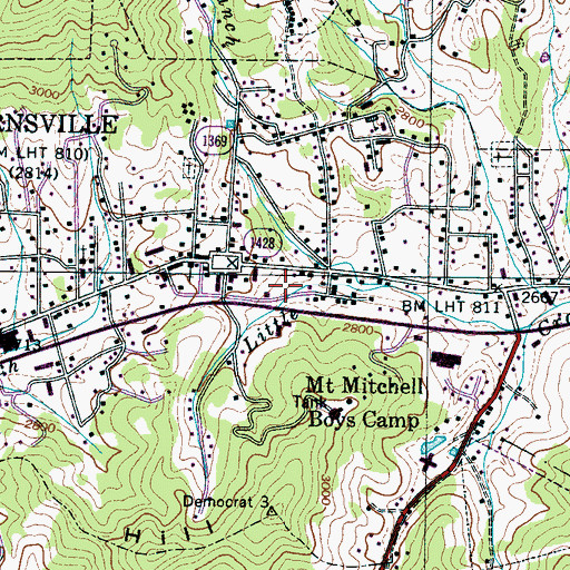 Topographic Map of Town of Burnsville, NC