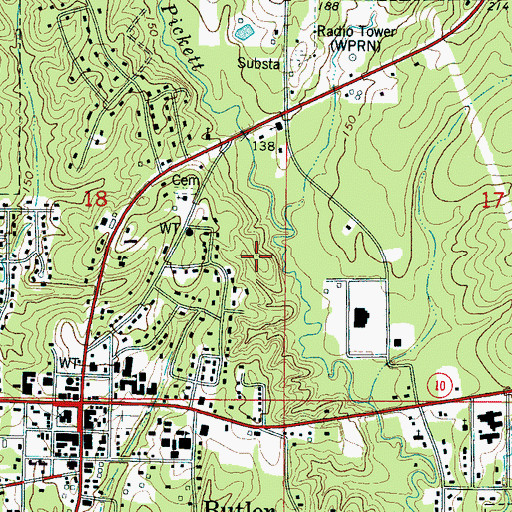 Topographic Map of Town of Butler, AL