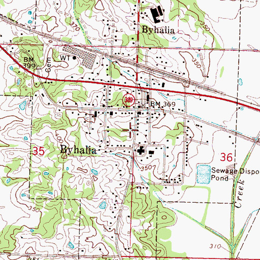 Topographic Map of Town of Byhalia, MS
