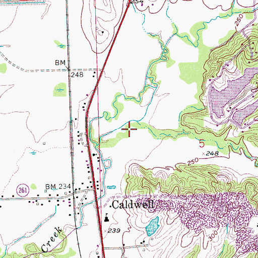 Topographic Map of Town of Caldwell, AR