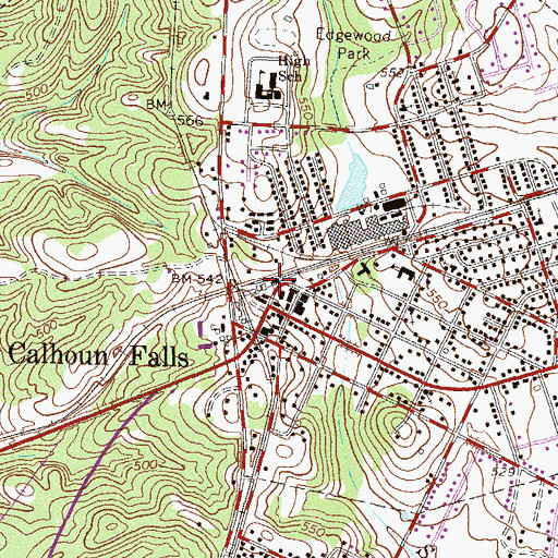 Topographic Map of Town of Calhoun Falls, SC