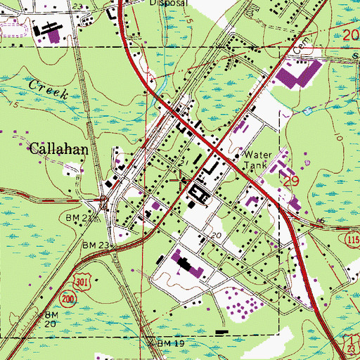 Topographic Map of Town of Callahan, FL