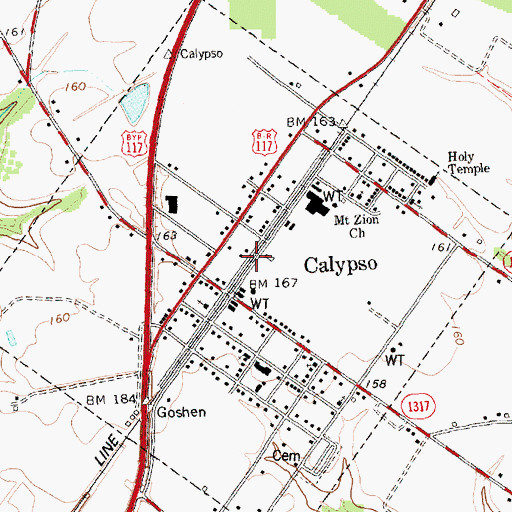 Topographic Map of Town of Calypso, NC