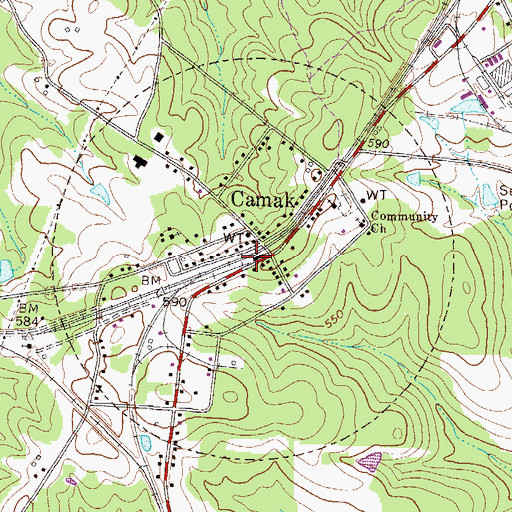 Topographic Map of Town of Camak, GA