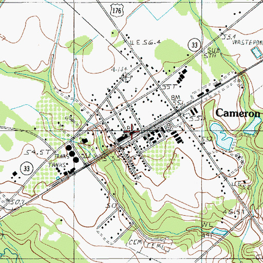 Topographic Map of Town of Cameron, SC