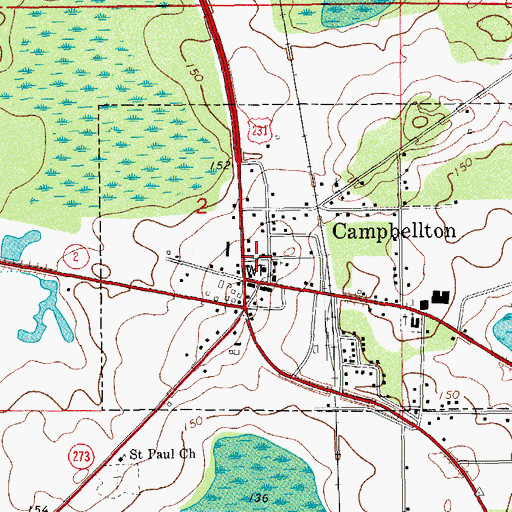 Topographic Map of Town of Campbellton, FL