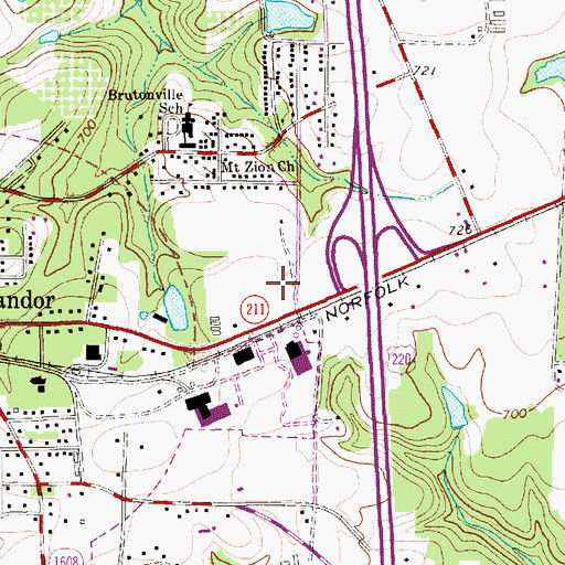 Topographic Map of Town of Candor, NC