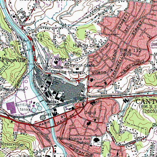 Topographic Map of Town of Canton, NC
