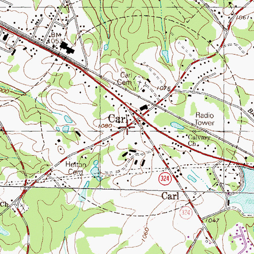 Topographic Map of Town of Carl, GA