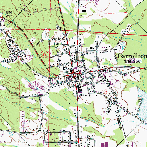 Topographic Map of Town of Carrollton, AL