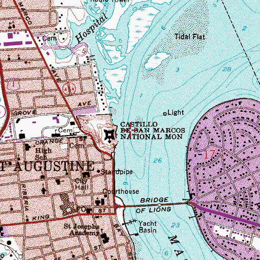 Topographic Map of City of Saint Augustine, FL