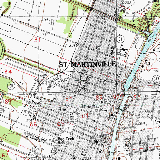 Topographic Map of City of Saint Martinville, LA