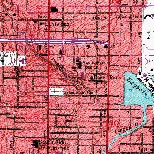 Topographic Map of City of Saint Petersburg, FL