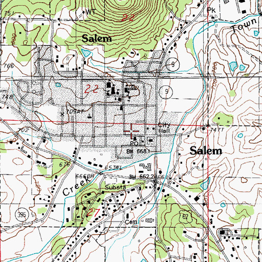 Topographic Map of City of Salem, AR