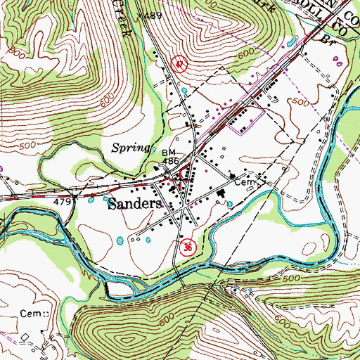 Topographic Map of City of Sanders, KY