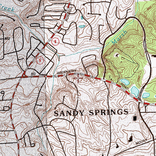 Topographic Map of City of Sandy Springs, GA