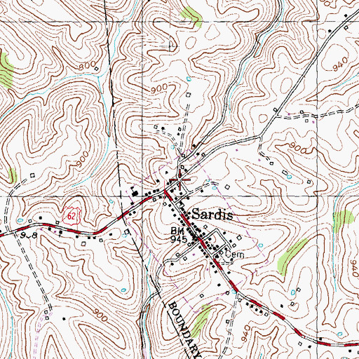 Topographic Map of City of Sardis, KY
