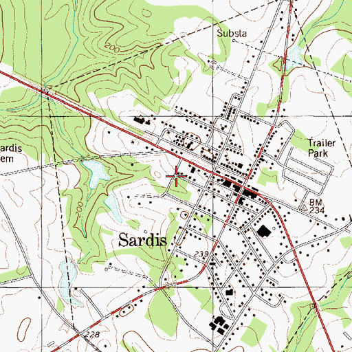 Topographic Map of City of Sardis, GA
