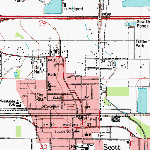 Topographic Map of City of Scott, LA