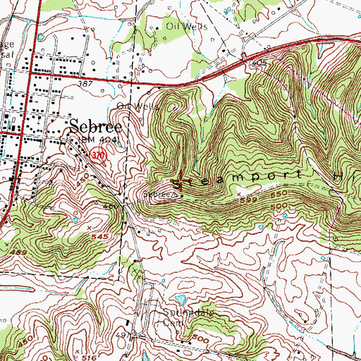 Topographic Map of City of Sebree, KY