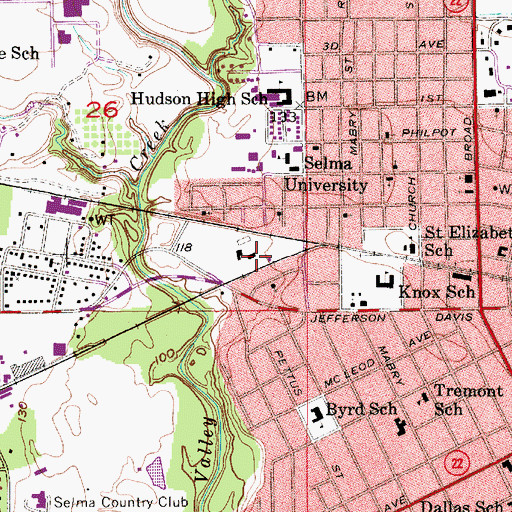 Topographic Map of City of Selma, AL