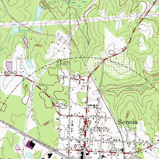 Topographic Map of City of Senoia, GA