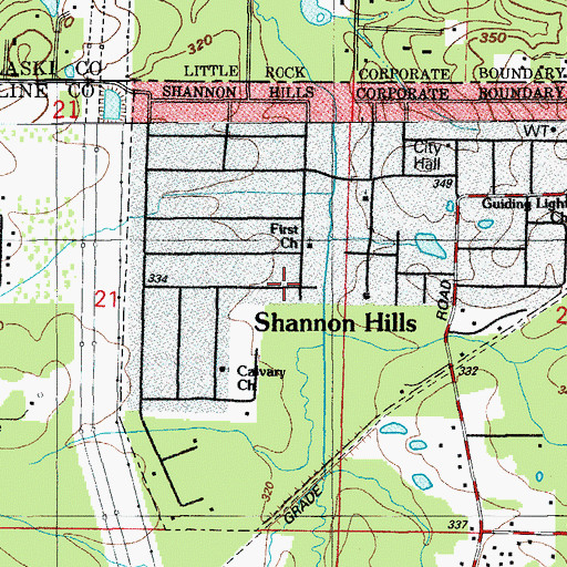 Topographic Map of City of Shannon Hills, AR
