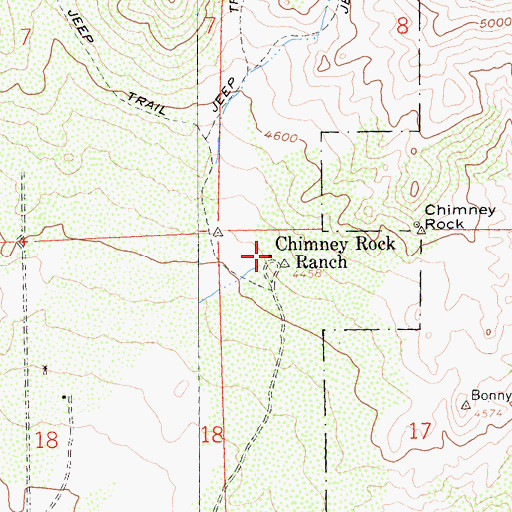 Topographic Map of Chimney Rock Ranch, CA