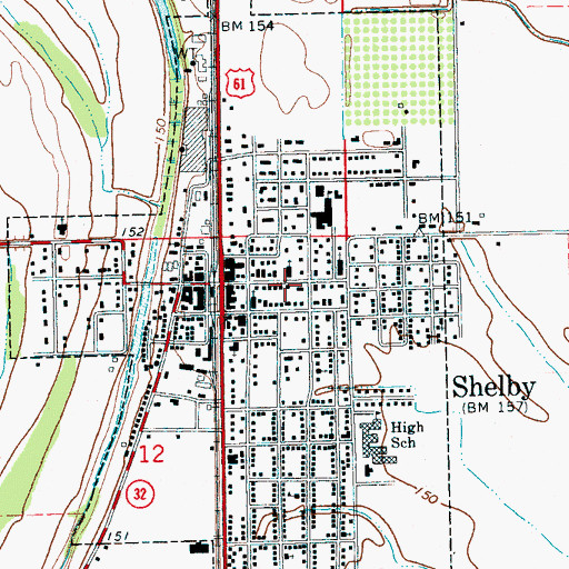 Topographic Map of City of Shelby, MS
