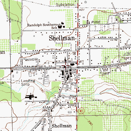 Topographic Map of City of Shellman, GA