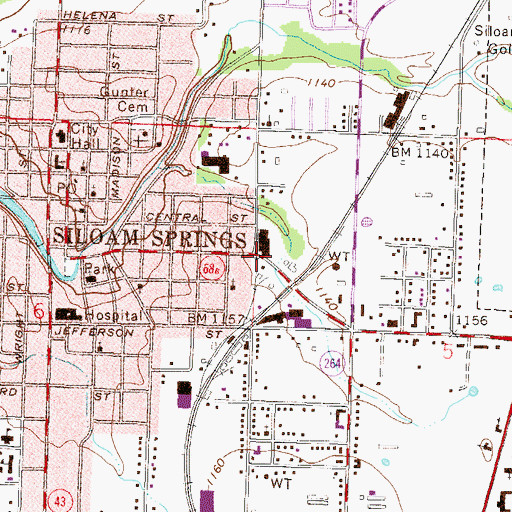 Topographic Map of City of Siloam Springs, AR